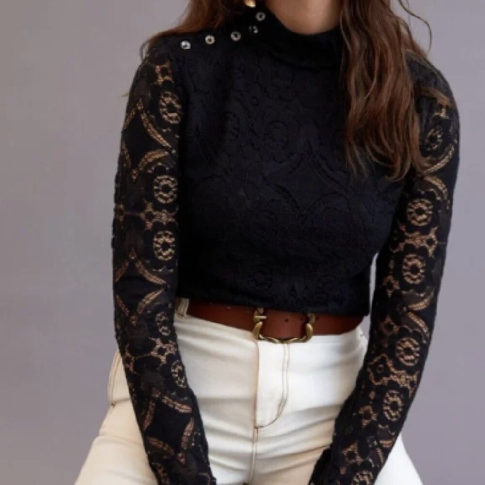 Anthropologie Black Lace Blouse